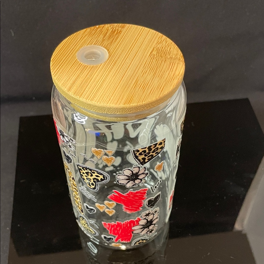 Leopard Print Mama Glass Tumbler with Bamboo Lid - Picture 5 of 5